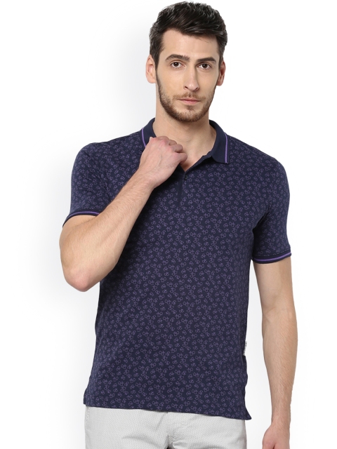 

Van Heusen Men Navy Blue Printed Polo Collar T-shirt