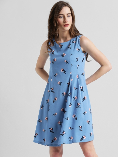 

Zink London Women Blue Printed Fit & Flare Dress