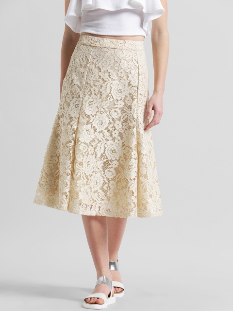 

Zink London Women Beige Flared Skirt