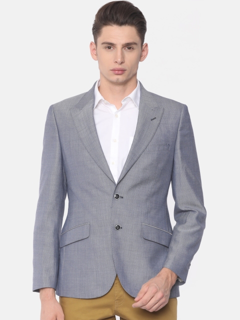 

Raymond Men Blue Self-Design Italian Cut Single-Breasted Formal Blazer