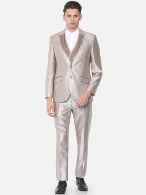 

Raymond Men Beige Solid Contemporary Fit Single-Breasted Formal Suit
