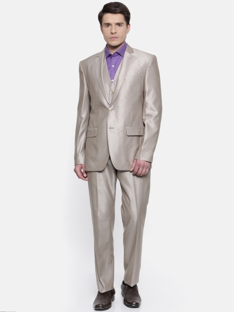 

Park Avenue Beige Self-Design Single-Breasted Super Slim Fit Formal Suit