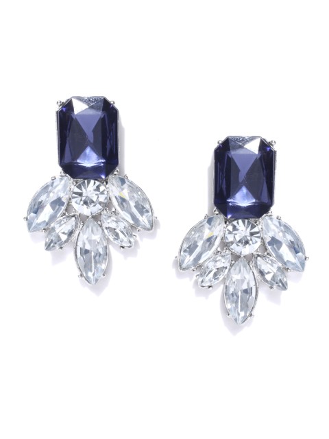

OOMPH Silver-Toned & Navy Handcrafted Contemporary Studs