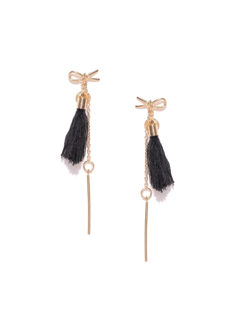 

OOMPH Gold-Toned & Black Contemporary Tasselled Earrings
