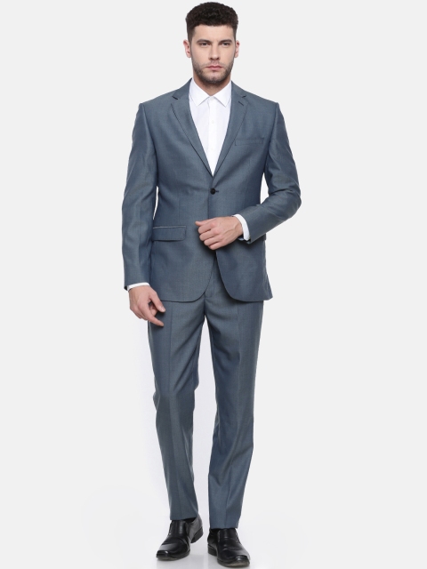 

Park Avenue Blue Self Design Single-Breasted Slim Fit Formal Suit
