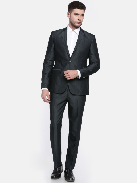 

Park Avenue Black Textured Single-Breasted Super Slim Fit Formal Suit, Teal