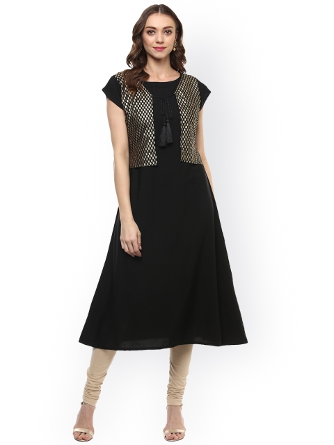 

ZIYAA Women Black Printed A-Line Kurta