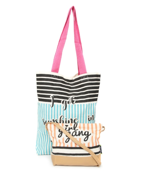 

Kanvas Katha Beige & Black Printed Tote Bag