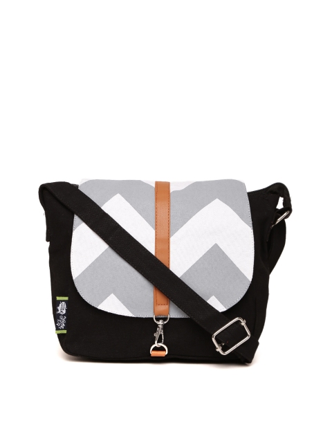 

Kanvas Katha Black Printed Sling Bag