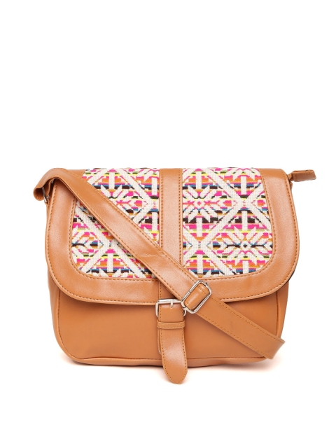 

Kanvas Katha Tan Self Design Sling Bag