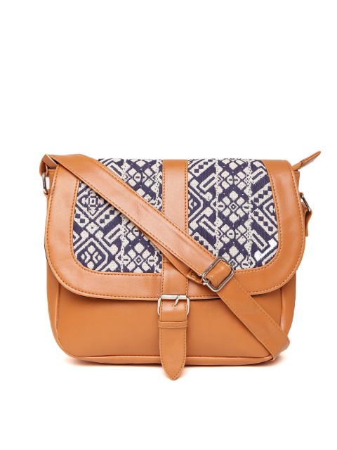 

Kanvas Katha Tan Self Design Sling Bag