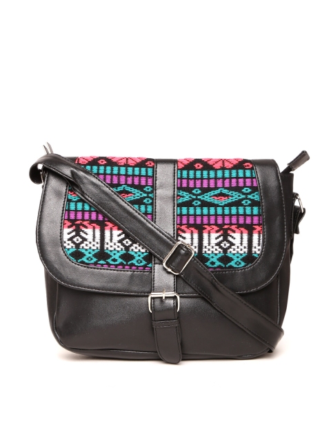 

Kanvas Katha Black Self Design Sling Bag