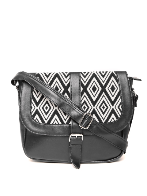 

Kanvas Katha Black Self Design Sling Bag