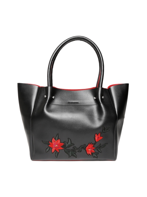 

Kanvas Katha Black Embroidered Shoulder Bag