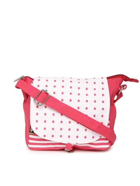 

Kanvas Katha White & Pink Printed Sling Bag