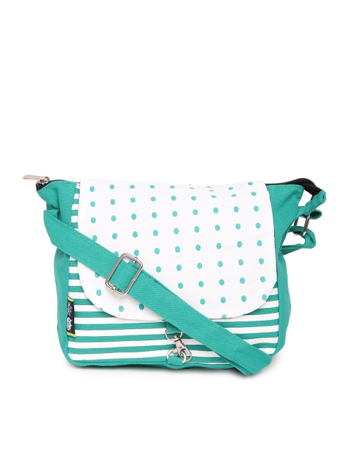 

Kanvas Katha Green & White Printed Sling Bag