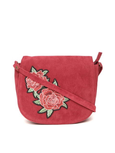 

Kanvas Katha Red Embroidered Detail Sling Bag