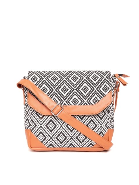 

Kanvas Katha Black & White Self Design Sling Bag
