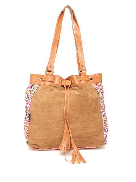 

Kanvas Katha Brown Solid Shoulder Bag with Woven Pattern