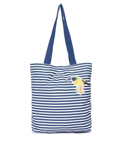 

Kanvas Katha Blue & White Striped Tote Bag