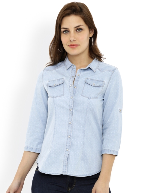 

Kraus Jeans Women Blue Slim Fit Solid Casual Shirt
