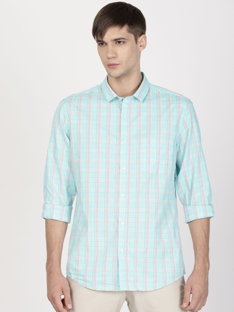 

ether Men Blue & Pink Slim Fit Checked Casual Shirt