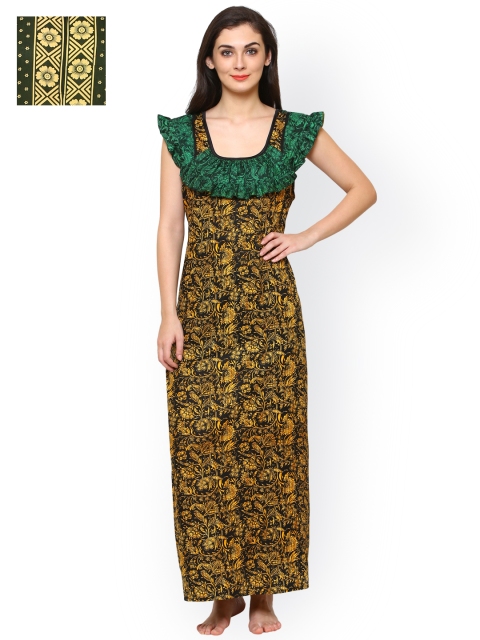 

Klamotten Women Pack Of 2 Cotton Printed Maxi Nightdresses, Black