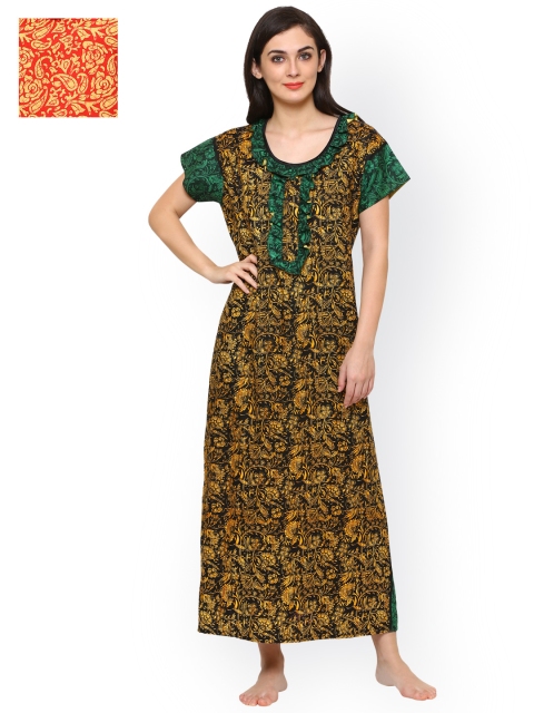 

Klamotten Red & Green Printed Nightdress, Orange