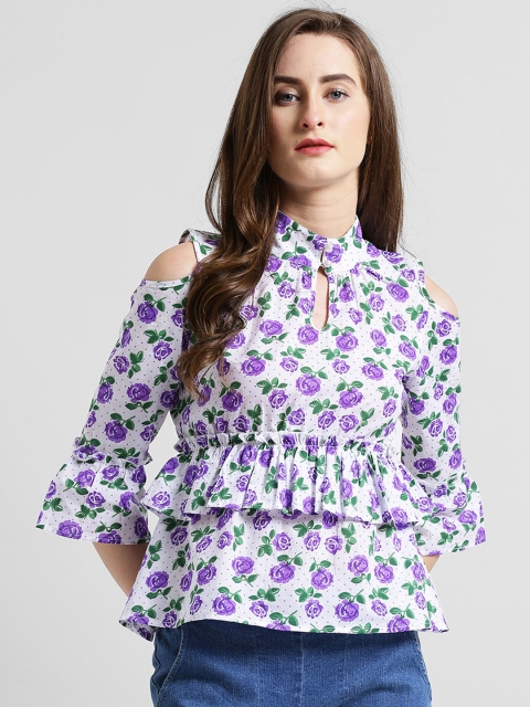 

Texco Women Purple Floral Print Top