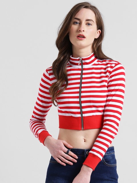 

Texco Women Red Striped Fitted Top