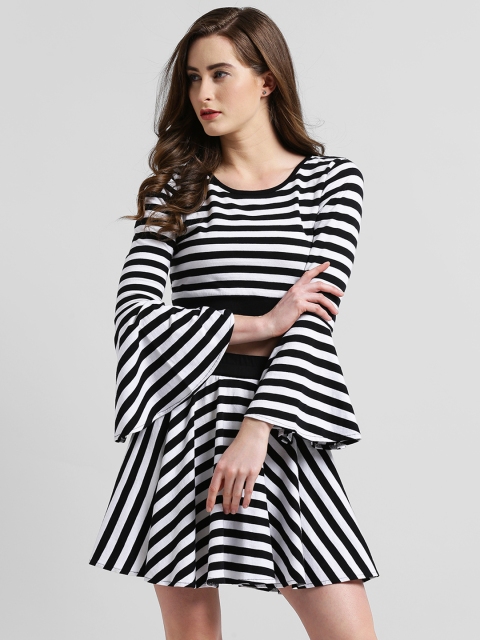 

Texco Women Black Striped Fitted Top