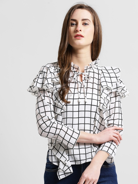 

Texco Women Off-White Checked Top