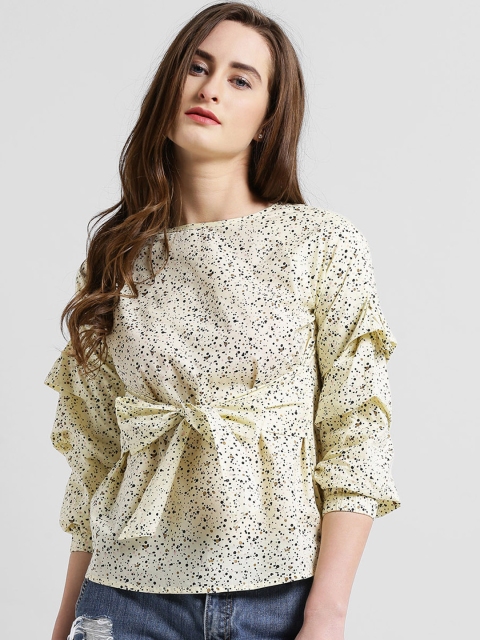 

Texco Women Yellow Printed Pure Cotton Top