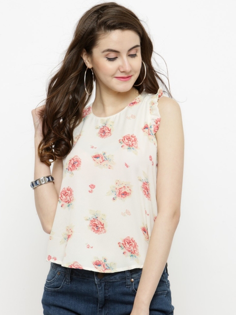 

Sera Women Off-White Printed High-Low Top