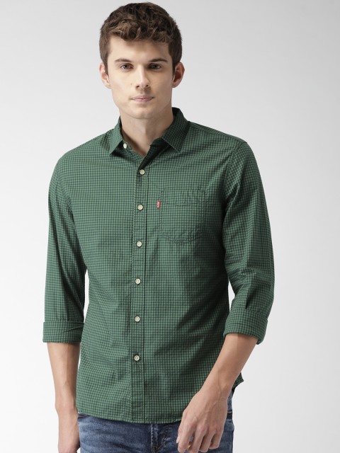 

Levis Men Green & Navy Blue Slim Fit Checked Casual Shirt
