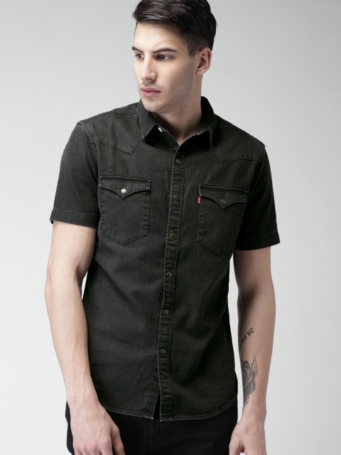 

Levis Men Black Slim Fit Faded Denim Casual Shirt