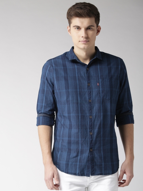 

Levis Men Navy Blue Slim Fit Checked Casual Shirt