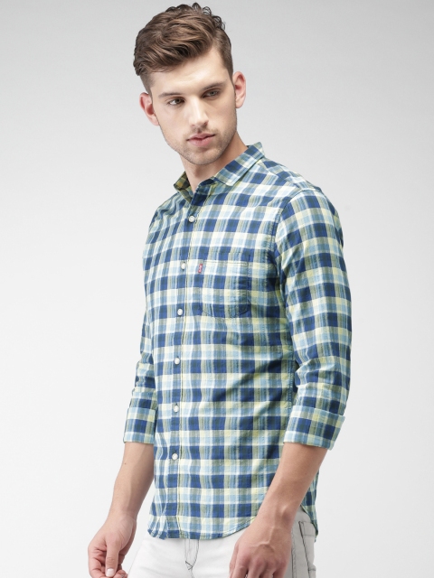 

Levis Men Blue & Yellow Slim Fit Checked Casual Shirt