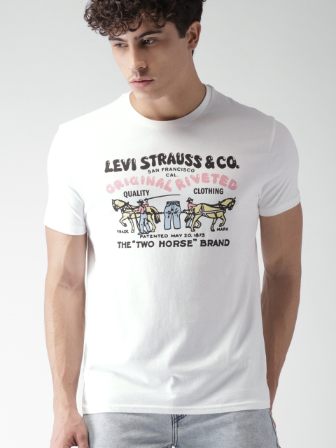 

Levis Men White Printed Round Neck T-shirt