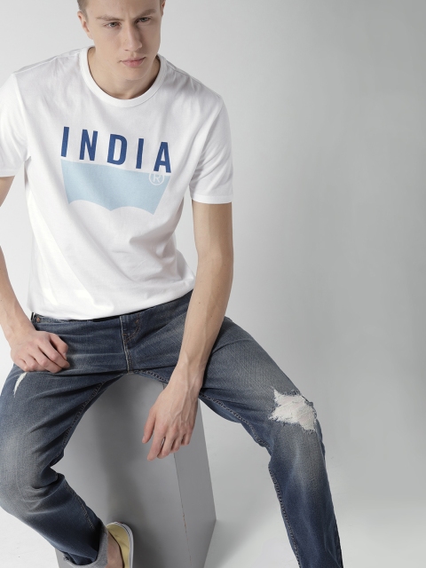 

Levis Men White Printed Round Neck T-shirt