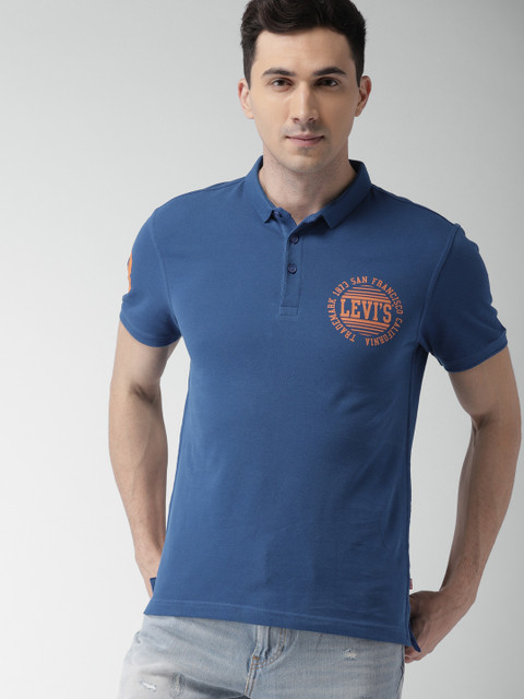 

Levis Men Blue Solid Polo Collar T-shirt