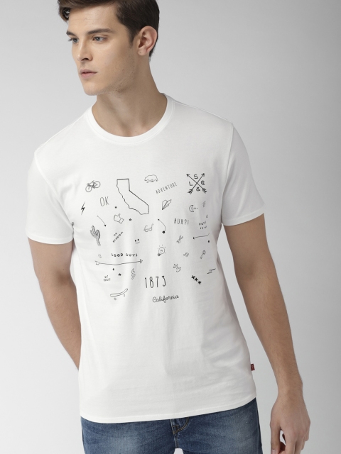 

Levis Men White Printed Round Neck T-shirt
