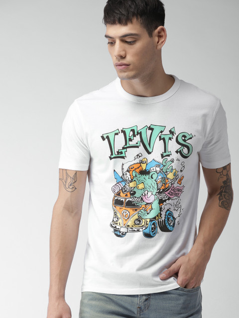 

Levis Men White Printed Round Neck T-shirt