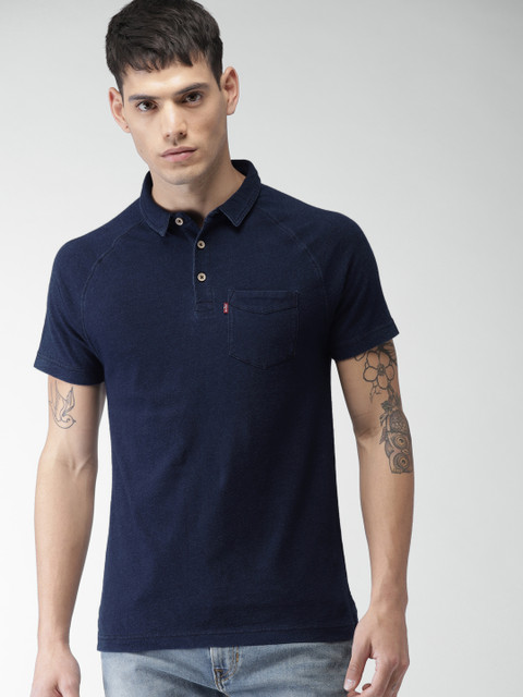 

Levis Men Blue Solid Polo Collar T-shirt