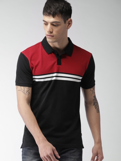 

Levis Men Black & Red Polo Collar T-shirt