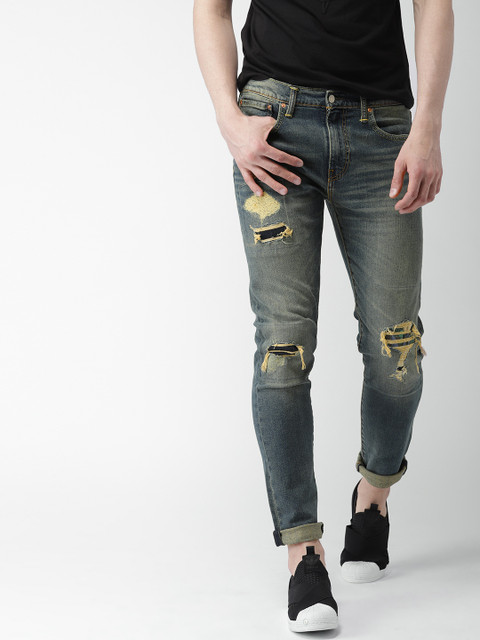 

Levis Men Blue Tapered Fit Low-Rise Highly Distressed Stretchable Jeans