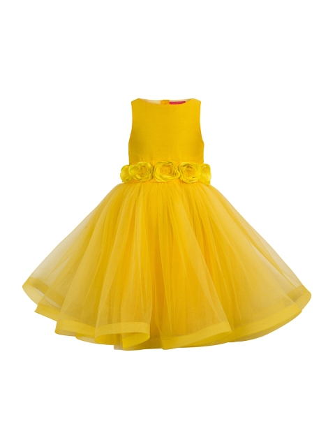 

Toy Balloon kids Girls Yellow Solid Empire Dress
