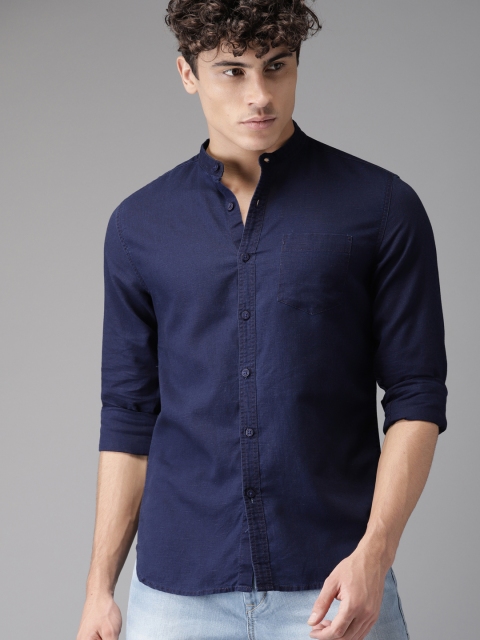 

HERE&NOW Men Navy Blue Regular Fit Solid Casual Shirt