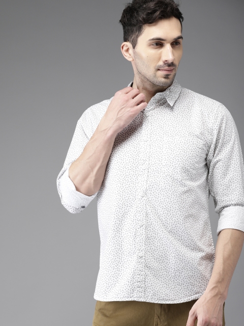

HERE&NOW Men White Regular Fit Printed Casual Shirt
