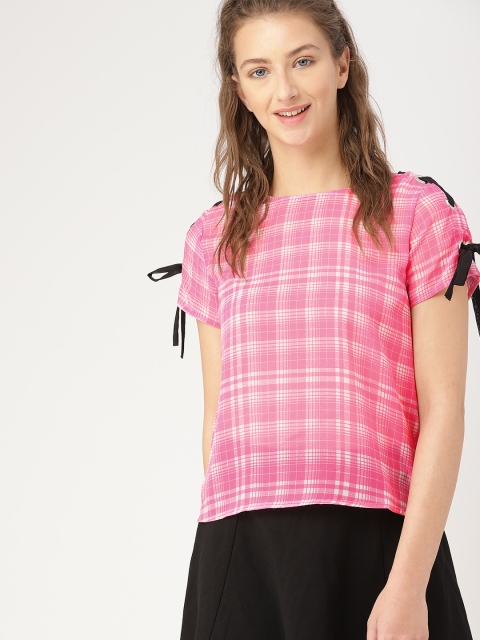 

DressBerry Women Pink & White Checked Top